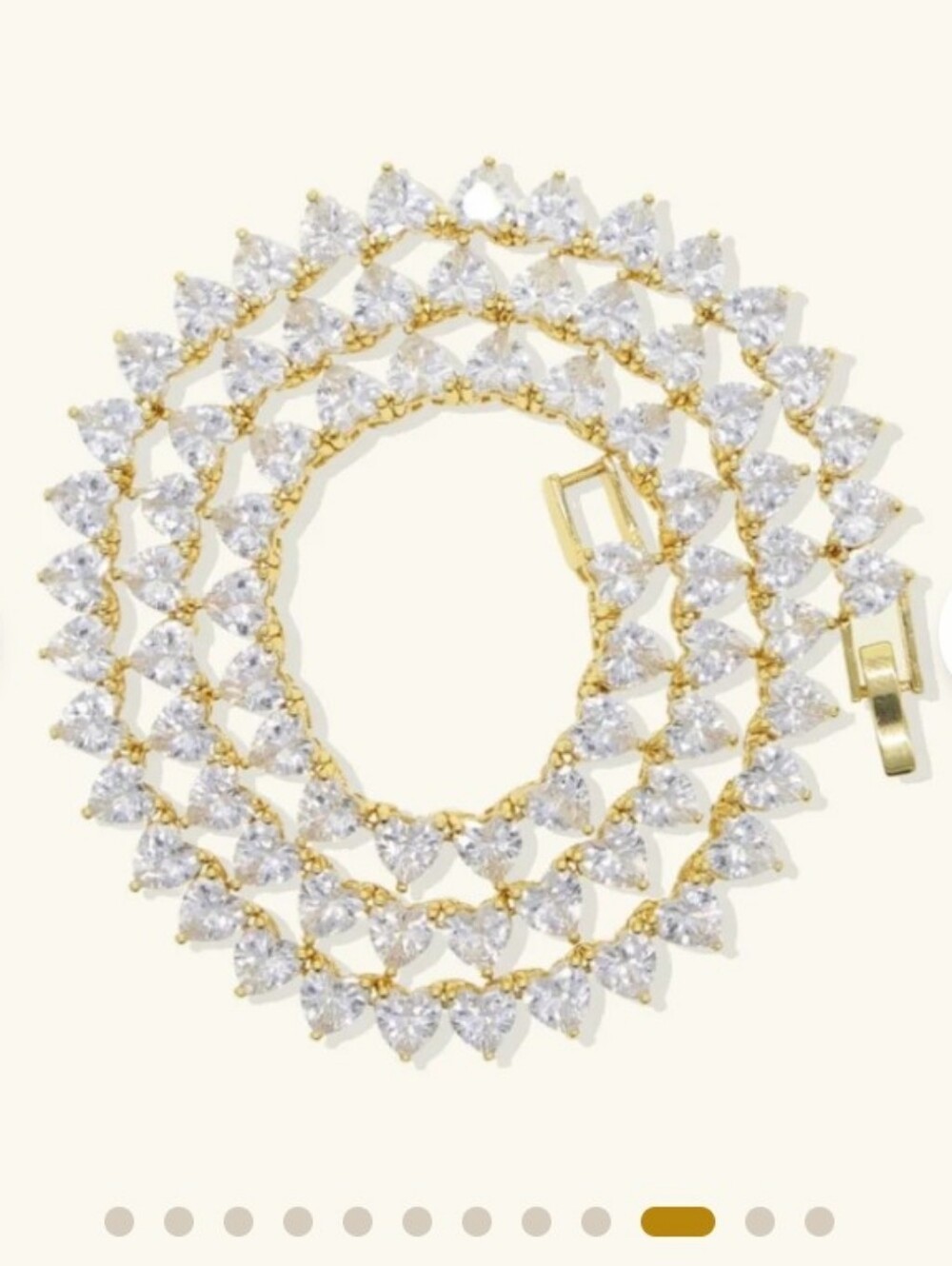 Gold Heart-Cut Cubic Zirconia Tennis Necklace - Gold/White